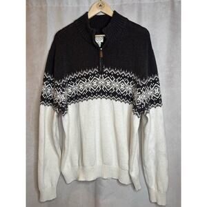 St John’s Bay Fair Isle Quarter Zip Sweater XXL Nordic Winter Pullover